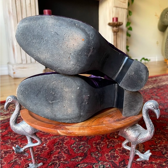 ANN DEMEULEMEESTER Purple Velvet Vintage Lavato Prugna Ankle Boots Sz 38 Size 8 - Picture 7 of 11